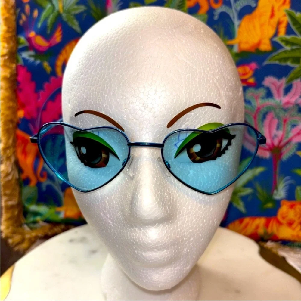 Blue Lens Heart-Shaped Sunglasses Y2K